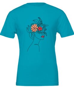 T-shirt Donna con Stampa Line Art Floreale - Klothero