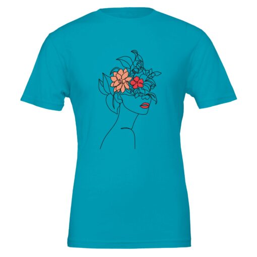 T-shirt Donna con Stampa Line Art Floreale - Klothero