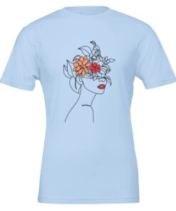 T-shirt Donna con Stampa Line Art Floreale - Klothero