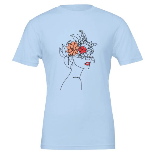 T-shirt Donna con Stampa Line Art Floreale - Klothero