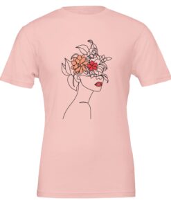 T-shirt Donna con Stampa Line Art Floreale - Klothero