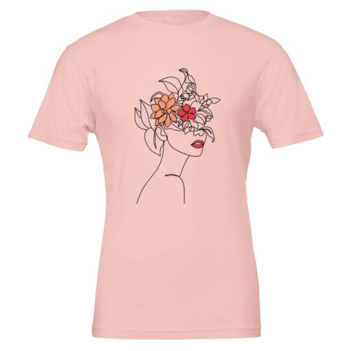 T-shirt Donna con Stampa Line Art Floreale - Klothero