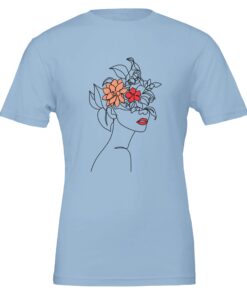 T-shirt Donna con Stampa Line Art Floreale - Klothero