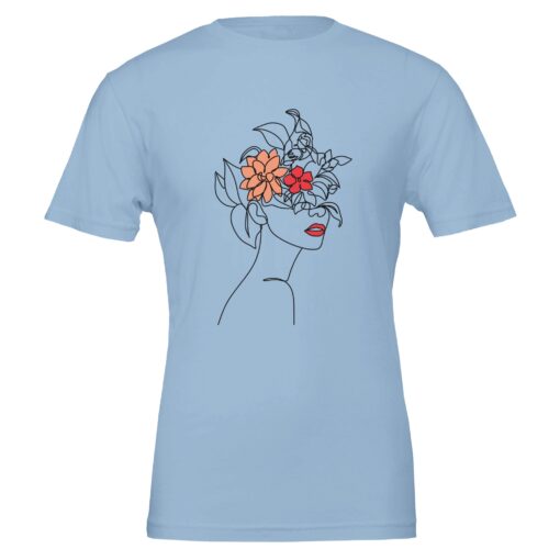 T-shirt Donna con Stampa Line Art Floreale - Klothero