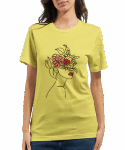 T-shirt Donna con Stampa Line Art Floreale - Klothero
