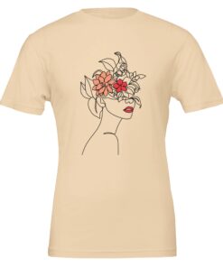 T-shirt Donna con Stampa Line Art Floreale - Klothero