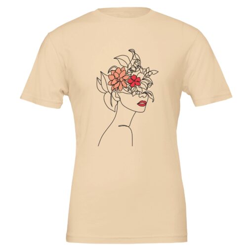 T-shirt Donna con Stampa Line Art Floreale - Klothero