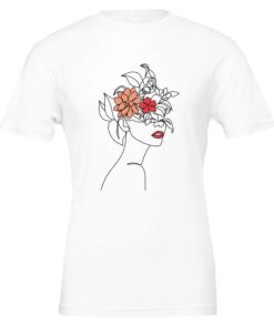T-shirt Donna con Stampa Line Art Floreale - Klothero