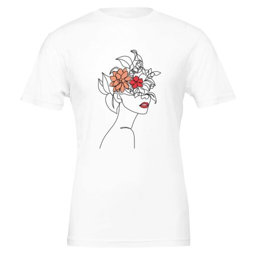 T-shirt Donna con Stampa Line Art Floreale - Klothero