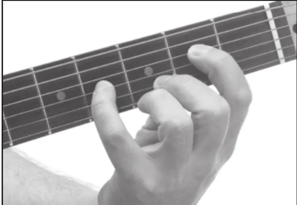 A9sus4 chord — a hand playing it on the guitar fretboard