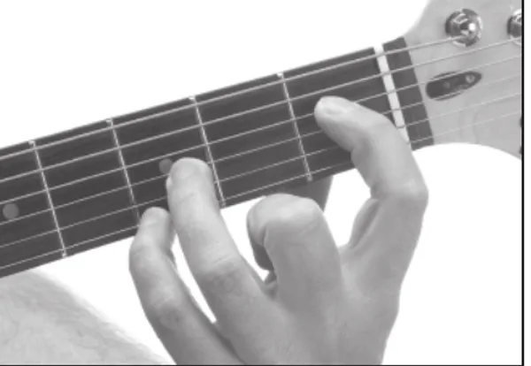 A♭m9(maj7) chord — a hand playing it on the guitar fretboard