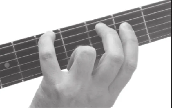 Am9 chord — a hand playing it on the guitar fretboard