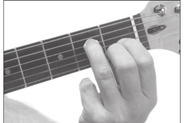 Am(maj7) chord — a hand playing it on the guitar fretboard