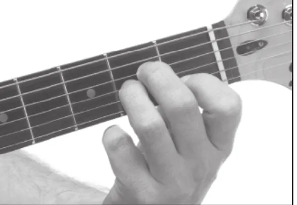 Am chord — a hand playing it on the guitar fretboard