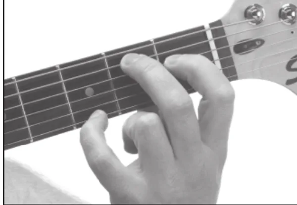 Baug chord — a hand playing it on the guitar fretboard