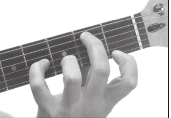Bdim chord — a hand playing it on the guitar fretboard