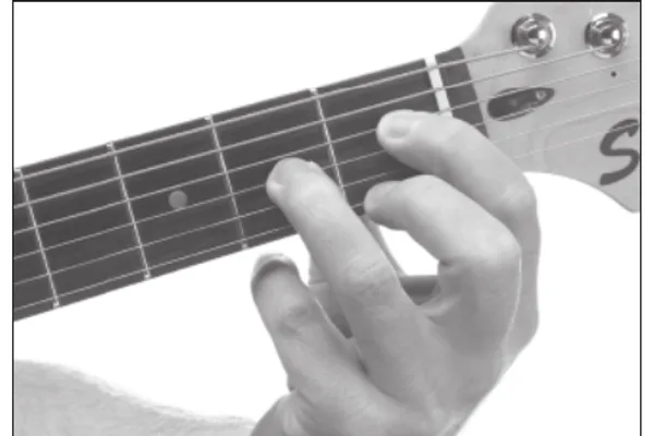 B7♭5 chord — a hand playing it on the guitar fretboard