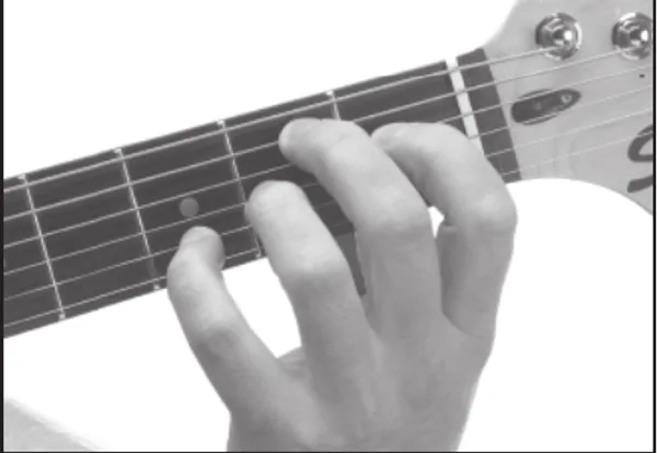 B7♯9 chord — a hand playing it on the guitar fretboard