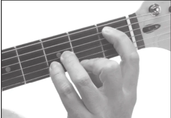 B♭aug chord — a hand playing it on the guitar fretboard