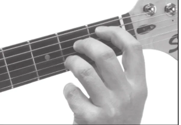 B♭dim7 chord — a hand playing it on the guitar fretboard