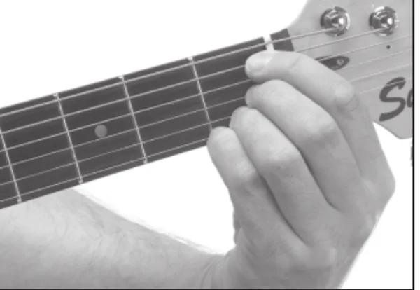 B♭9 chord — a hand playing it on the guitar fretboard
