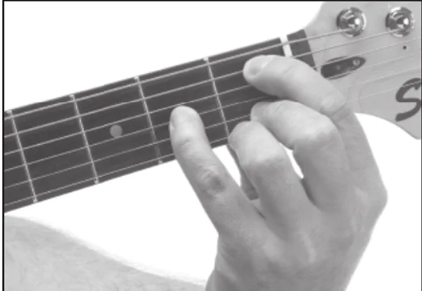 B♭maj9 chord — a hand playing it on the guitar fretboard