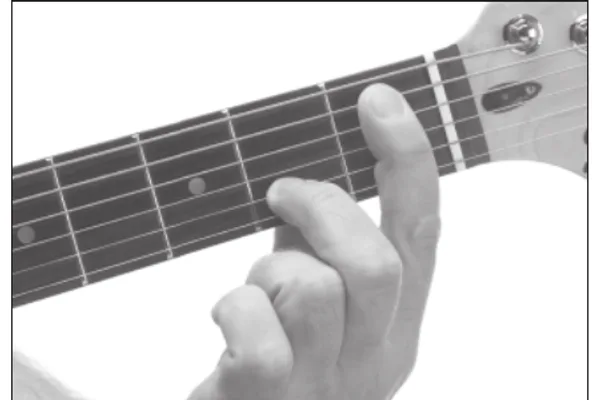 B♭m11 chord — a hand playing it on the guitar fretboard