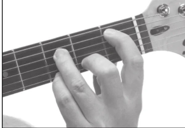 B♭m6 chord — a hand playing it on the guitar fretboard