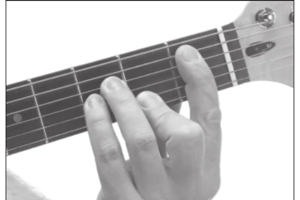 B♭m♭6 chord — a hand playing it on the guitar fretboard