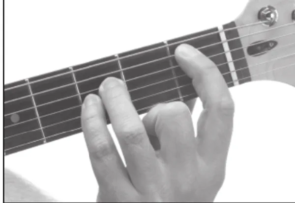 B♭5 chord — a hand playing it on the guitar fretboard