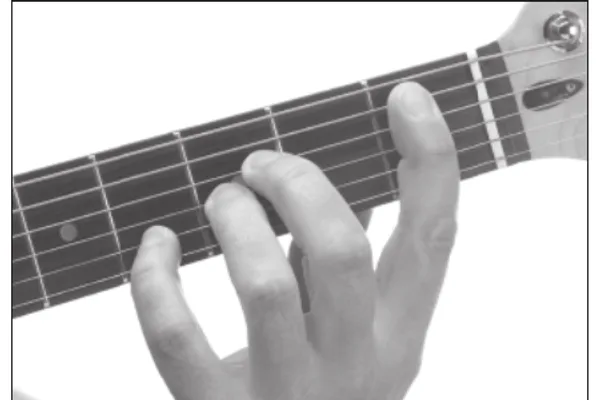 B♭sus4 chord — a hand playing it on the guitar fretboard