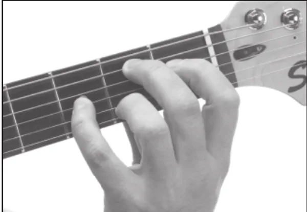 Bmaj9 chord — a hand playing it on the guitar fretboard