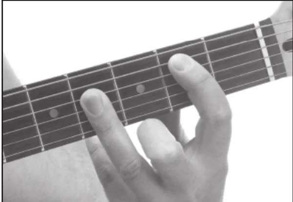 B chord — a hand playing it on the guitar fretboard