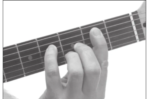 Bm(maj7) chord — a hand playing it on the guitar fretboard