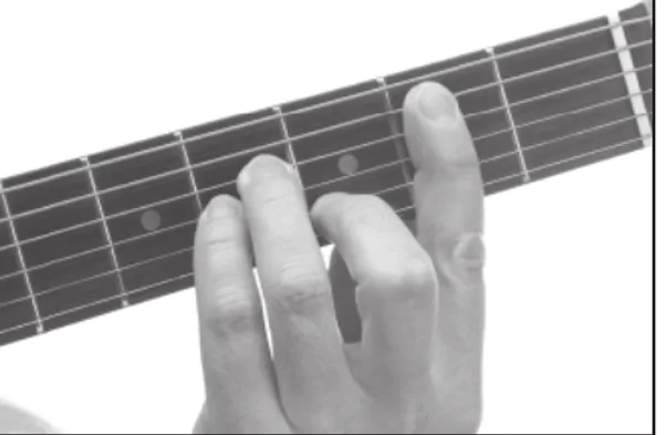 Bm chord — a hand playing it on the guitar fretboard