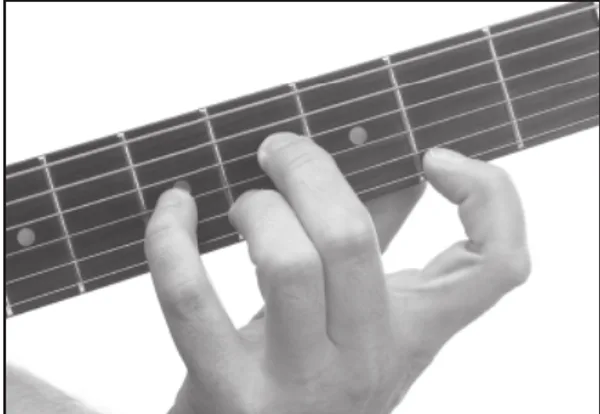 Cdim chord — a hand playing it on the guitar fretboard