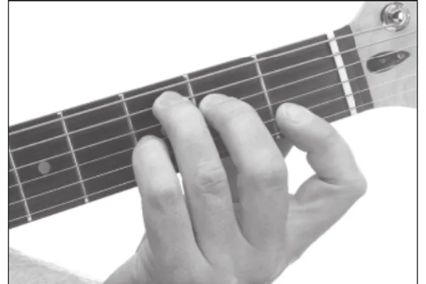 C11 chord — a hand playing it on the guitar fretboard