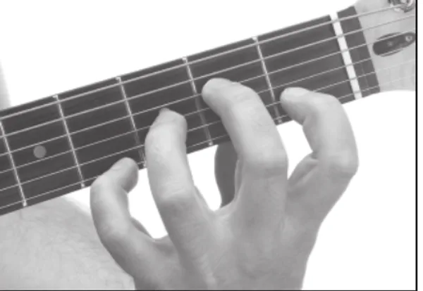 C+7 chord — a hand playing it on the guitar fretboard
