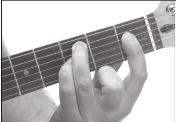 Cm11 chord — a hand playing it on the guitar fretboard