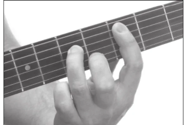 Cm7 chord — a hand playing it on the guitar fretboard