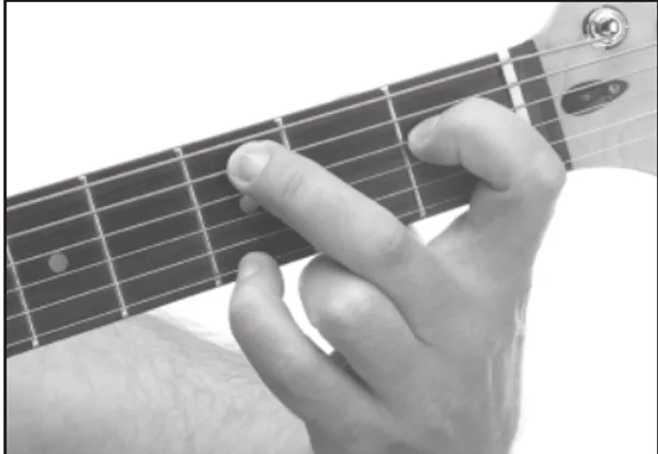 Cm(maj7) chord — a hand playing it on the guitar fretboard