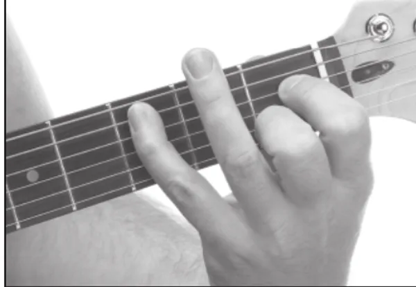 Cm chord — a hand playing it on the guitar fretboard