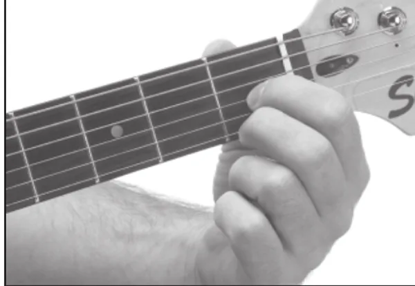 Ddim7 chord — a hand playing it on the guitar fretboard