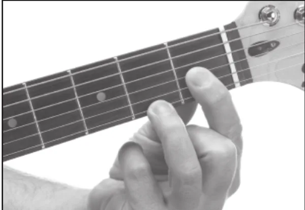 D7♭5 chord — a hand playing it on the guitar fretboard