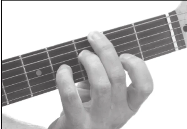 D♭7♭5 chord — a hand playing it on the guitar fretboard