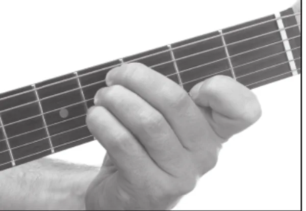 D♭7sus4 chord — a hand playing it on the guitar fretboard