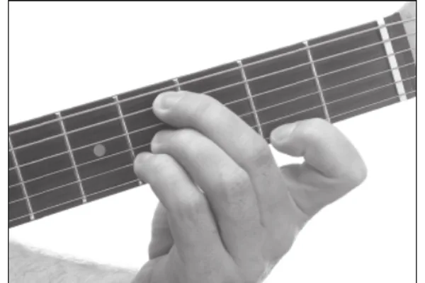 D♭9sus4 chord — a hand playing it on the guitar fretboard