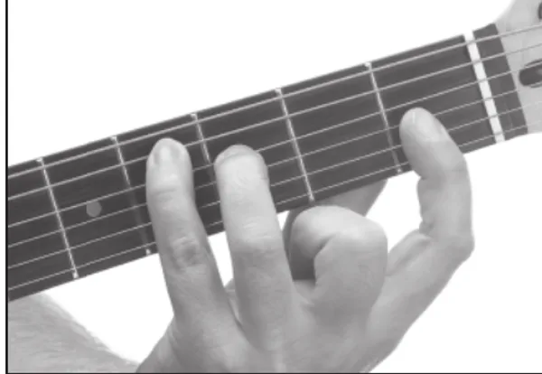 D♭maj7 chord — a hand playing it on the guitar fretboard