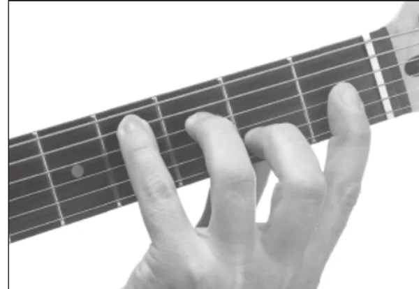 D♭ chord — a hand playing it on the guitar fretboard