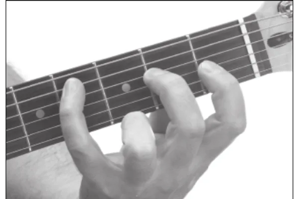 D♭m7 chord — a hand playing it on the guitar fretboard